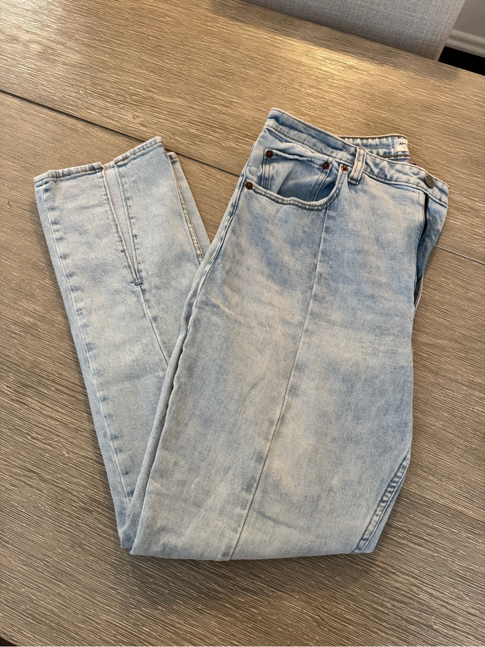 Abercrombie & Fitch Light Wash Women’s Straight Slit Jeans Curve Love